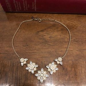 CC Crystal Floral Bloom Statement Bib Necklace